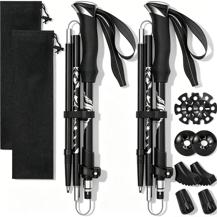 2 Stück Wanderstöcke Faltbar, Trekkingstöcke Aluminium, Verstellbar 110-130cm, Nordic Walking Stöcke