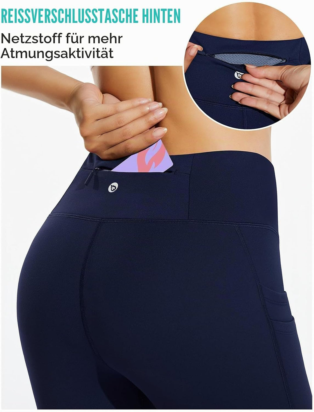 BALEAF Thermo Leggings Damen Winter Leggings high Waist Sportleggings mit Taschen Leggings yogahose