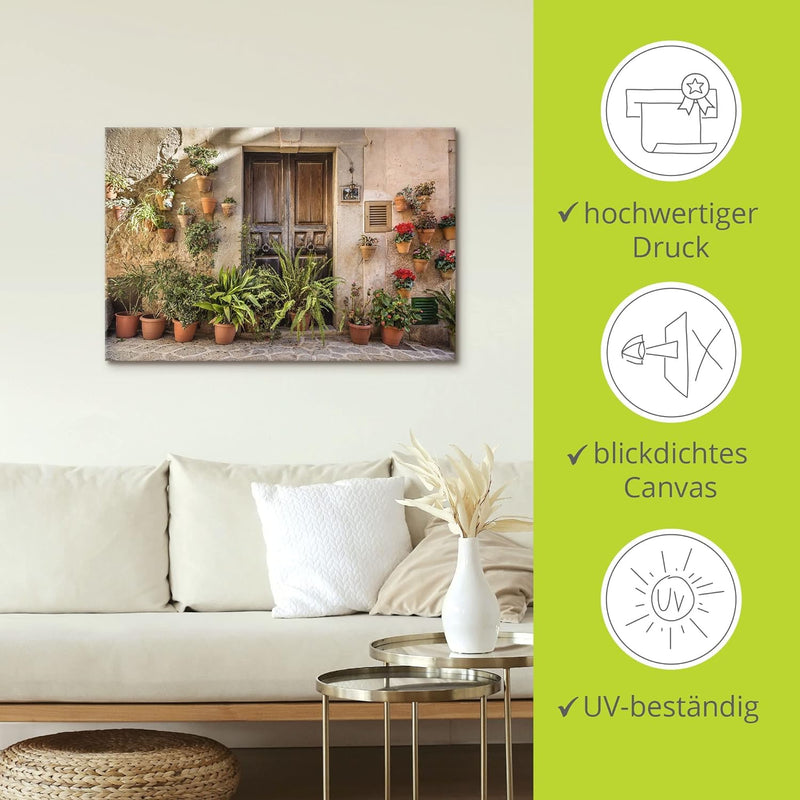 ARTland Leinwandbilder Wandbild Bild auf Leinwand 60x40 cm Stadtbilder Pflanzen Altstadt Mallorca Sp