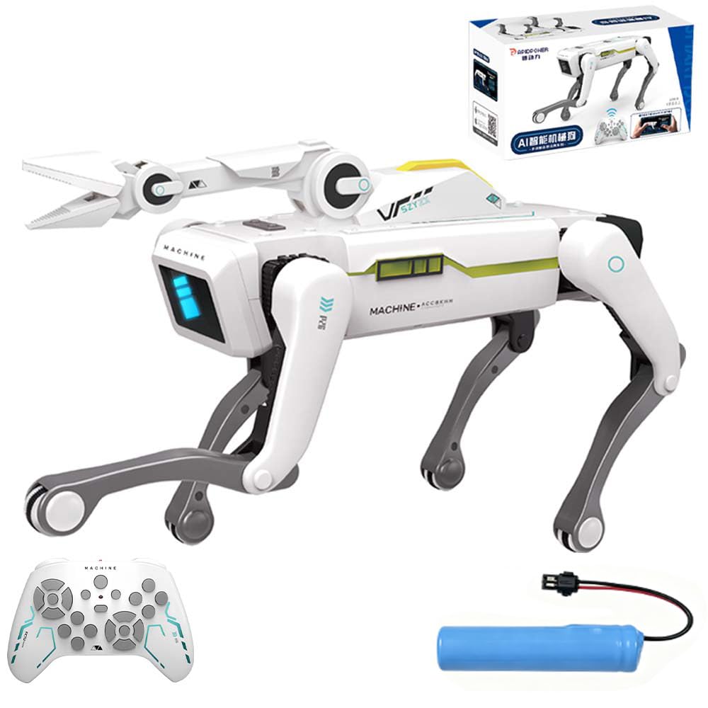 X-Verse 8008 RC Roboter Hund, Sprach und Interagieren mit Langarm Clip, Programmierbarer Tanz Musik
