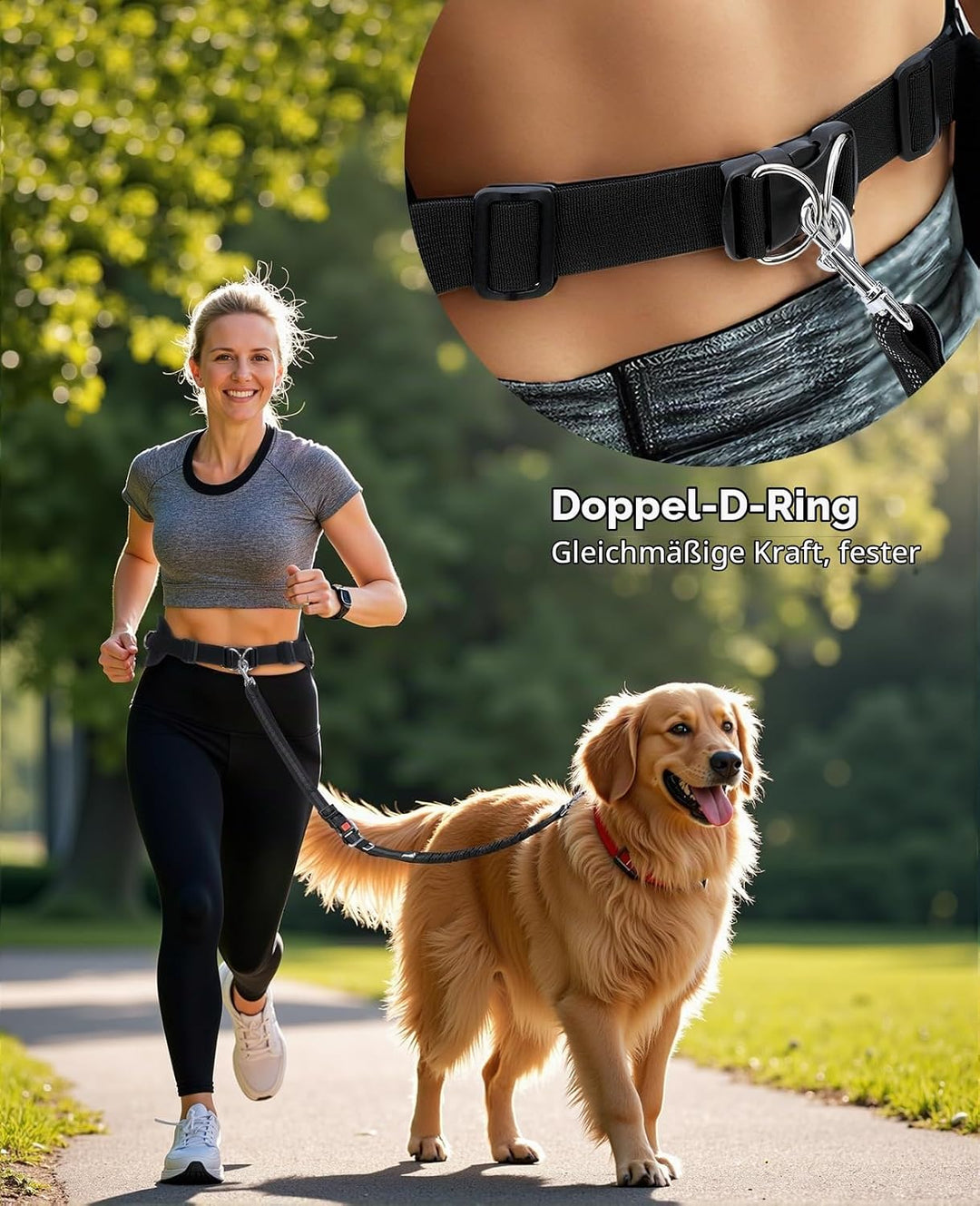 pecute Joggingleine Hunde mit Bauchgurt, Laufgürtel Hundeleine für Grosse und Mittelgrosse Hunde, Le