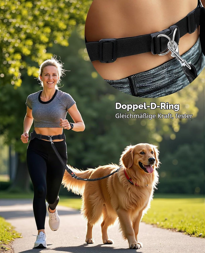 pecute Joggingleine Hunde mit Bauchgurt, Laufgürtel Hundeleine für Grosse und Mittelgrosse Hunde, Le