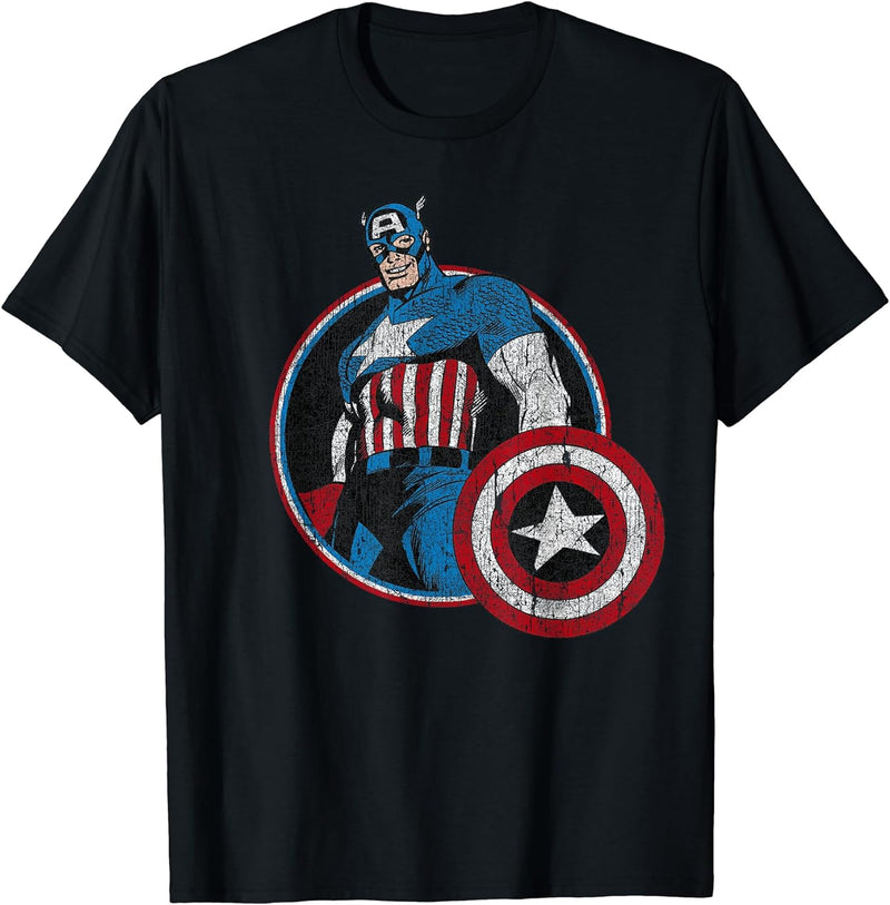 Mens Marvel Captain America Avengers Hero Graphic T-Shirt Small Cranberry
