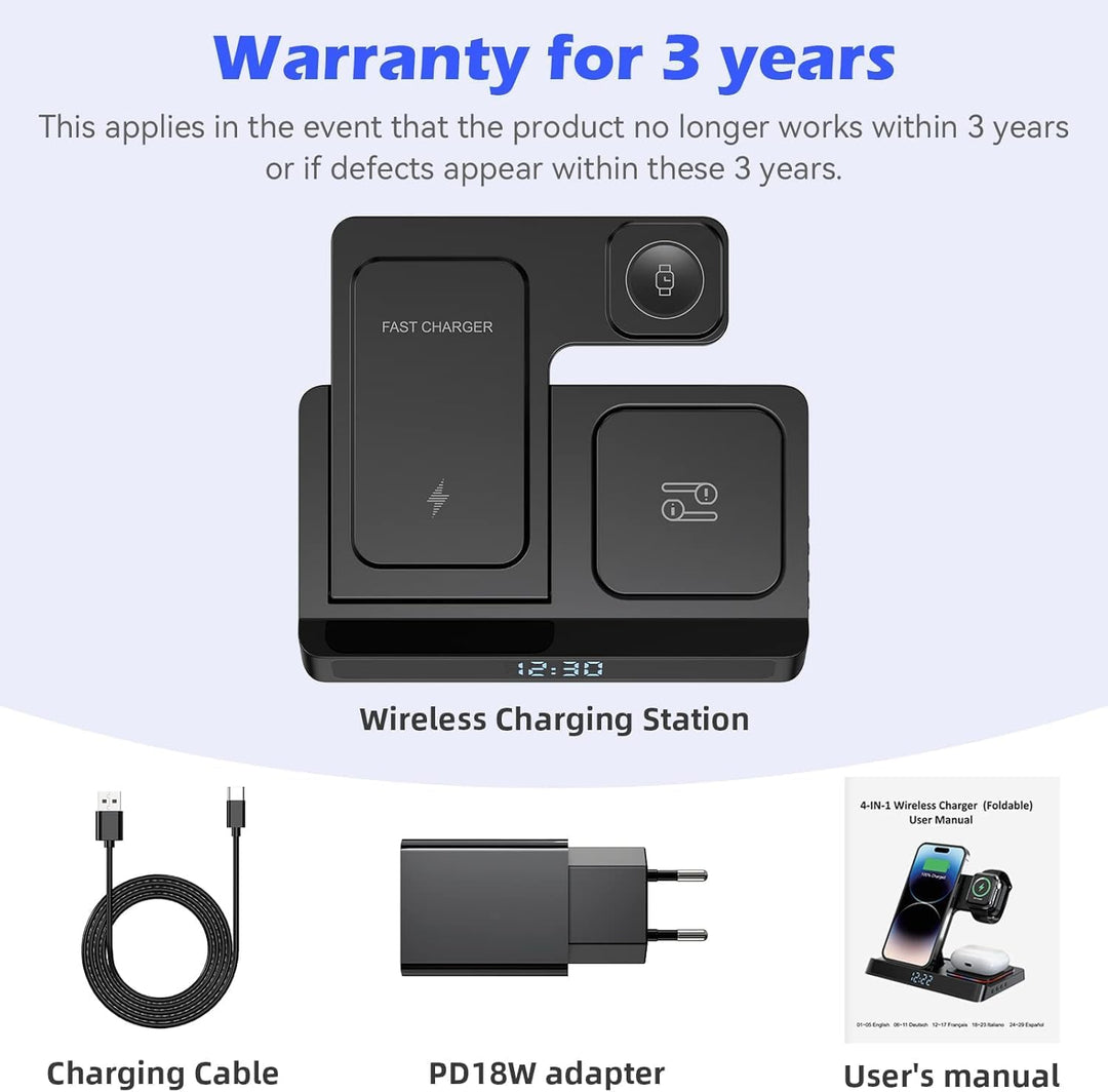 4 in 1 ladestation für iPhone und Watch Kabelloses Ladegerät 15W Faltbarer Induktive Wireless Charge