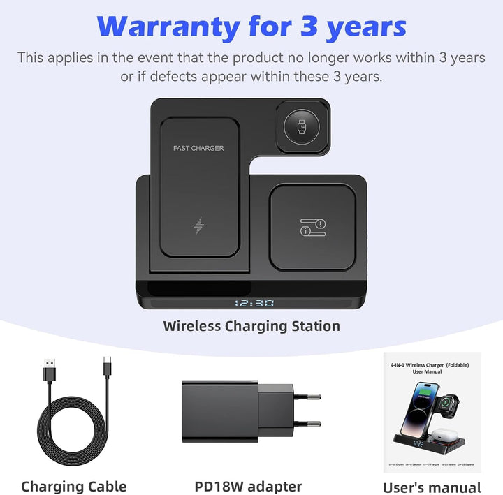 4 in 1 ladestation für iPhone und Watch Kabelloses Ladegerät 15W Faltbarer Induktive Wireless Charge