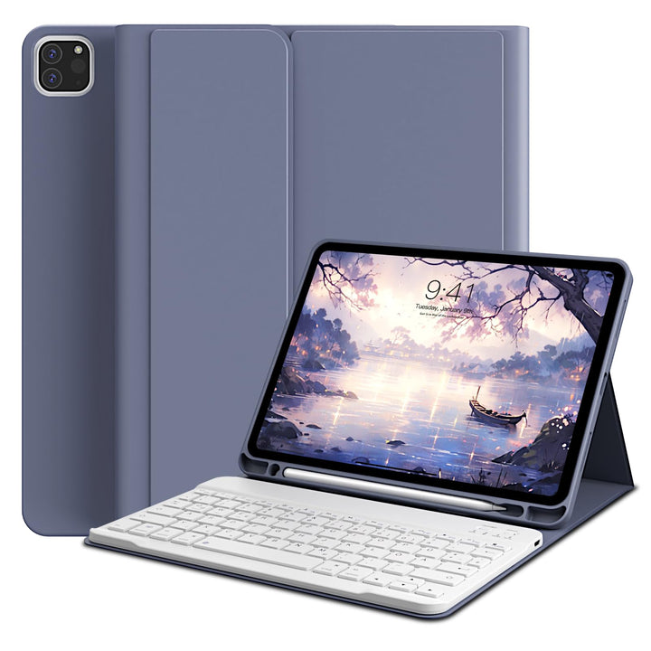 Hülle mit Tastatur für iPad Pro 11 4. / 3. / 2. Generation 2022/2021/2020 mit stifthalter, Magnetisc