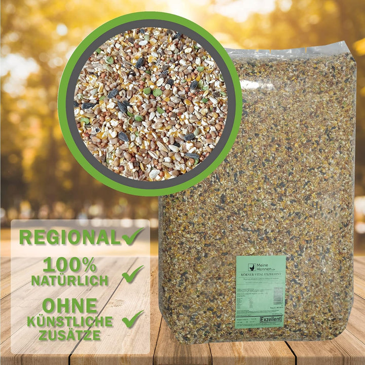 Meine Hennen, KÖRNER VITAL EXZELLENT Plus 30 kg. Premium Hühnerfutter und Wachtelfutter, Körnerfutte