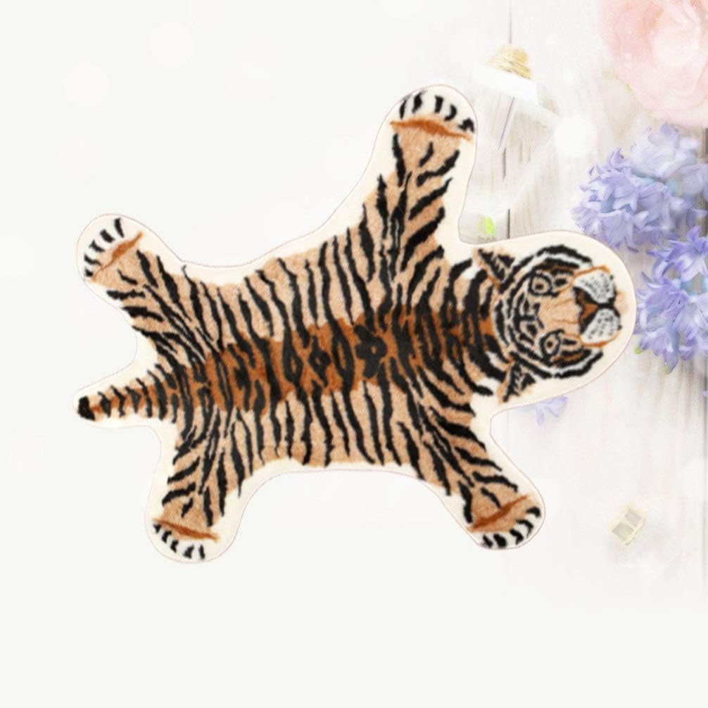 SuPVOX Teppich mit Leopardenmuster, Kunstfell, Fussmatte, rutschfest, für Wohnzimmer, Schlafzimmer,