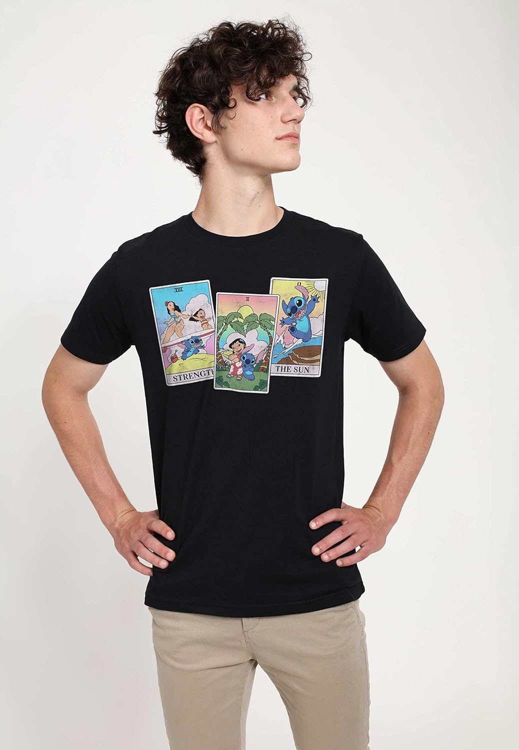 Disney Unisex Lilo Stitch Tarot Organic Short Sleeve T-Shirt S Schwarz, S Schwarz