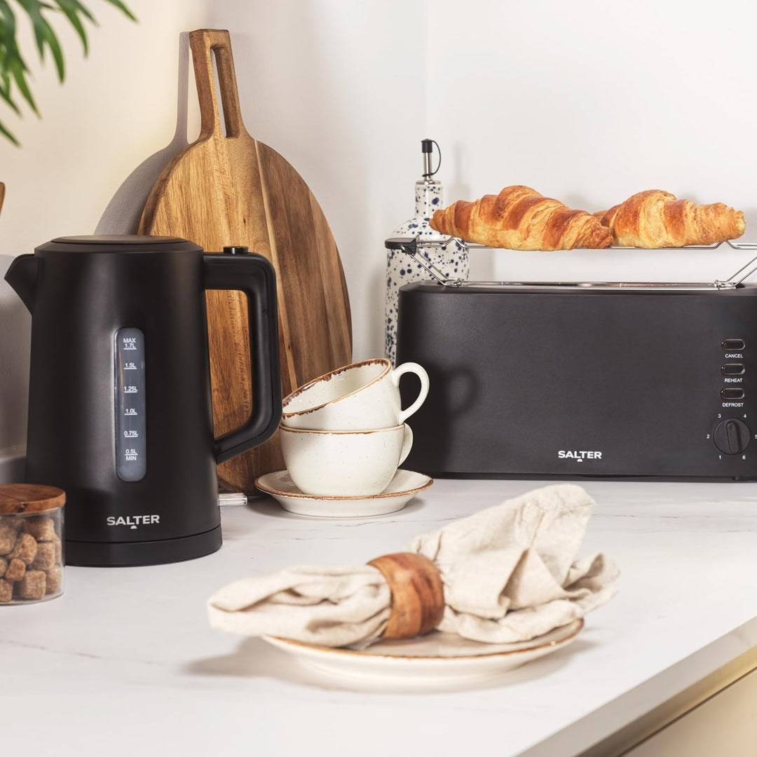 Salter Dusk Langschlitz 2-Scheiben-Toaster – Inklusive Aufwärmgestell, 6 Bräunungsstufen, Auftau-, A