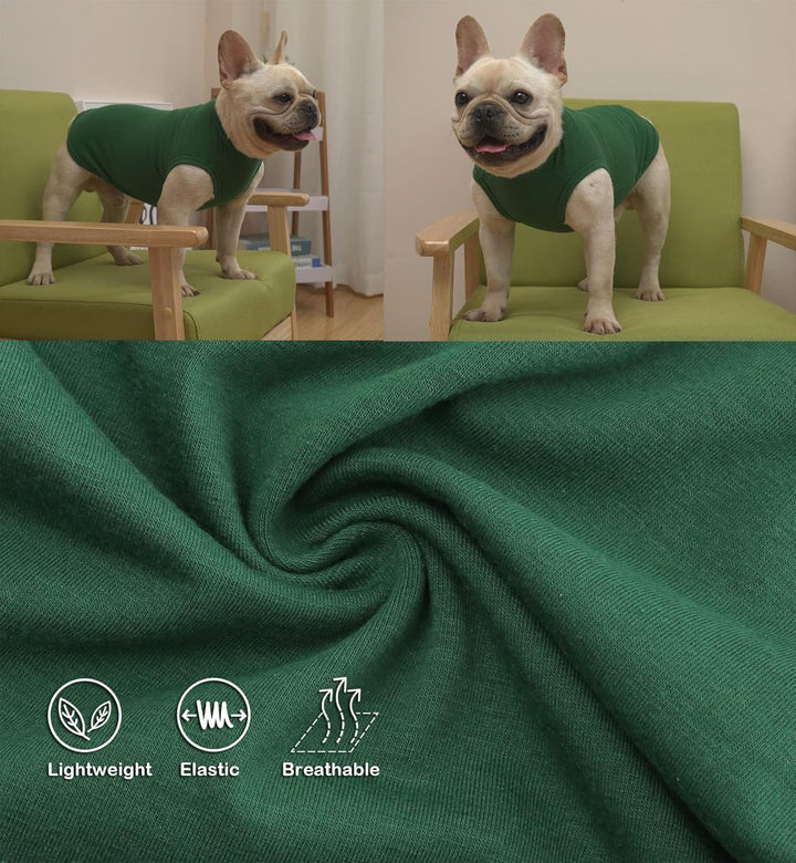 Sychien Einfarbige Hunde-Shirts, solide Hundekleidung, leichtes, dehnbares T-Shirt, ärmellos, blanko