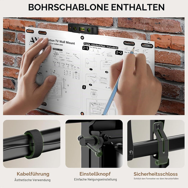 AX WABER TV Wandhalterung für 32-85 Zoll Bildschirme bis zu 60kg, Wandhalterung Fernseher Schwenkbar