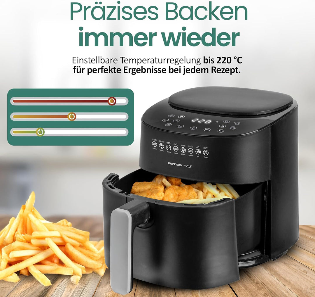 Emerio grosse digitale Heissluftfritteuse, TOP AirFryer, Frittieren ohne zusätzliches Öl, 4.5 Liter