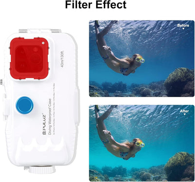 PULUZ Professionelles wasserdichtes Tauchgehäuse mit Einwegventil, Outdoor-Skifahren, Yachting unter