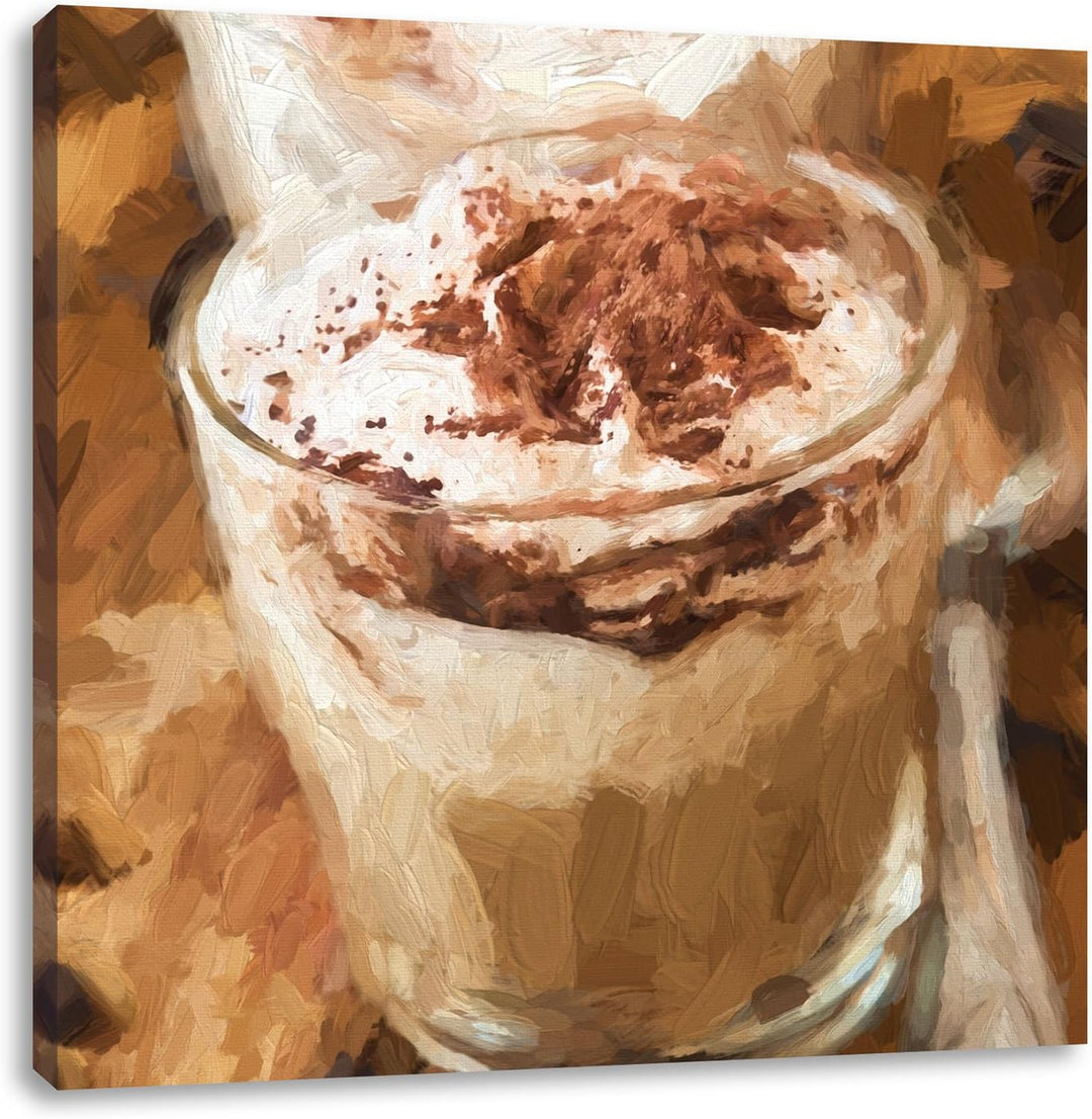 Leckerer Cappucino, Format: 70x70 auf Leinwand, XXL riesige Bilder fertig gerahmt mit Keilrahmen, Ku