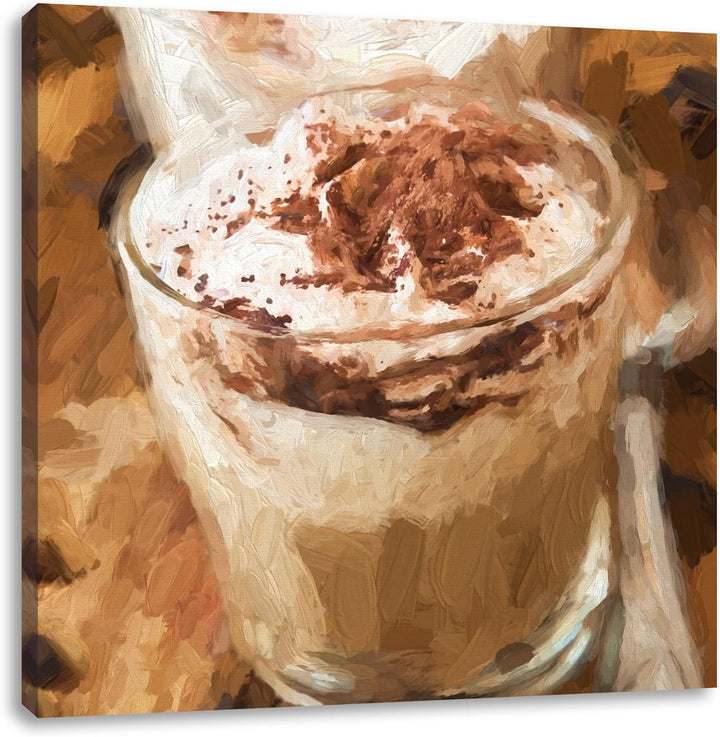 Leckerer Cappucino, Format: 70x70 auf Leinwand, XXL riesige Bilder fertig gerahmt mit Keilrahmen, Ku