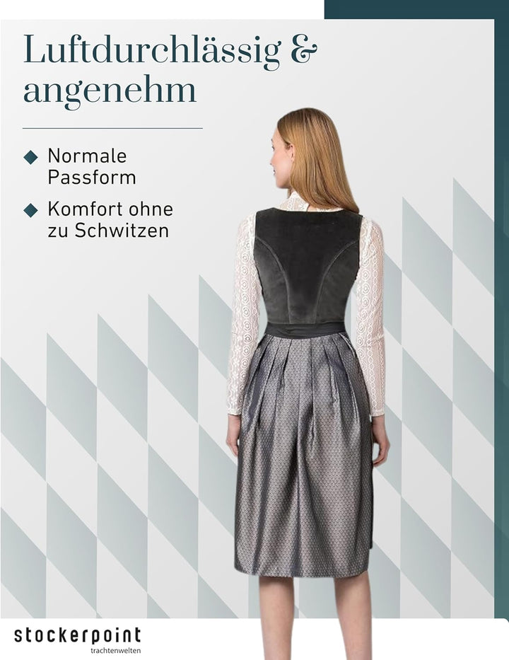 Stockerpoint Damen Dirndl Gloria Kleid für besondere Anlässe 42 Graphit, 42 Graphit