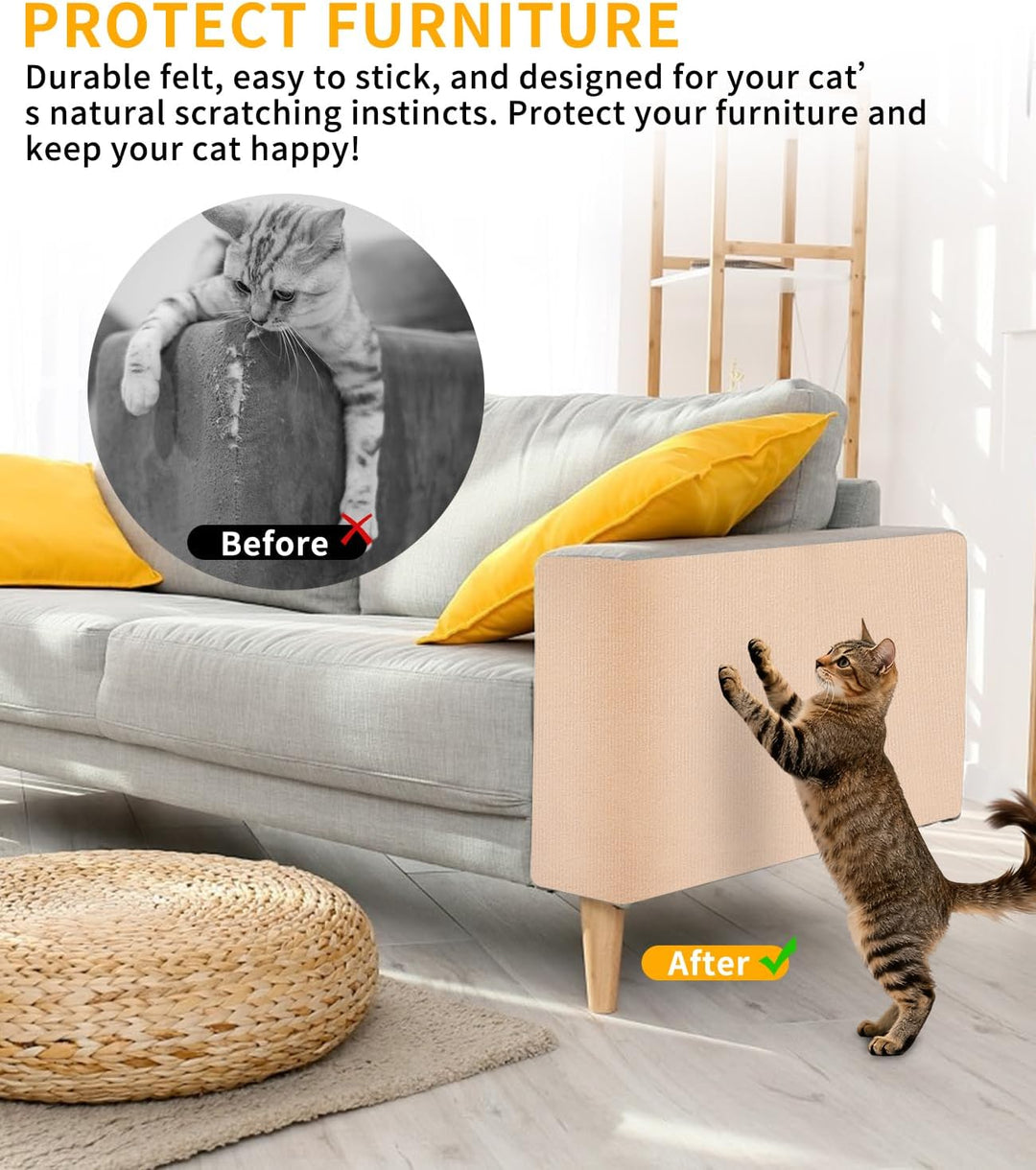 Selbstklebende Kratzschutzmatte für Sofa & Wand, 40x300 cm kratzschutz Sofa Katze - Trimmbarer Schut