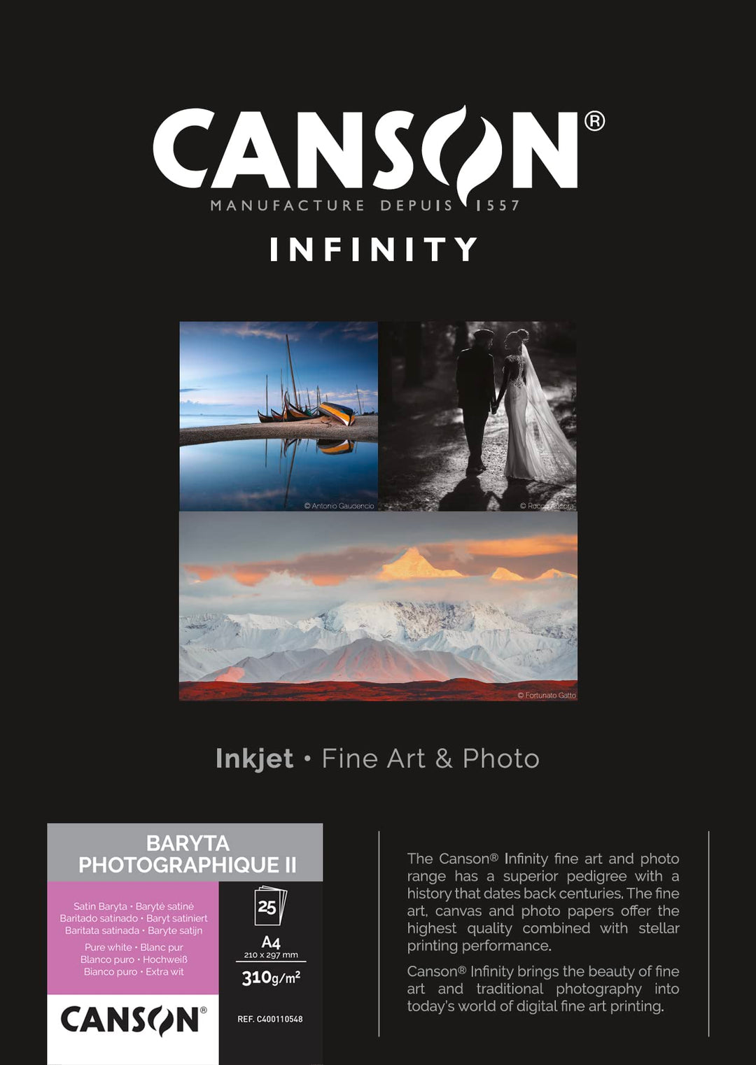 CANSON INFINITY BARYTA PHOTOGRAPHIQUE II 310, C400110548, Digital Fine Art Papier, DIN A4 (21,0 x 29