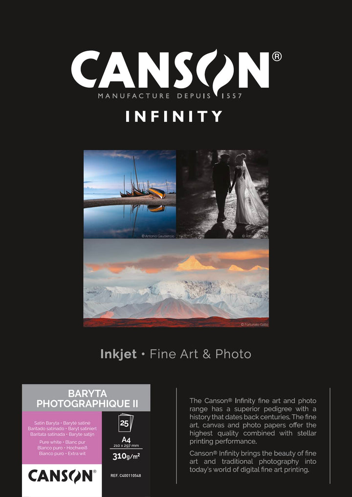 CANSON INFINITY BARYTA PHOTOGRAPHIQUE II 310, C400110548, Digital Fine Art Papier, DIN A4 (21,0 x 29