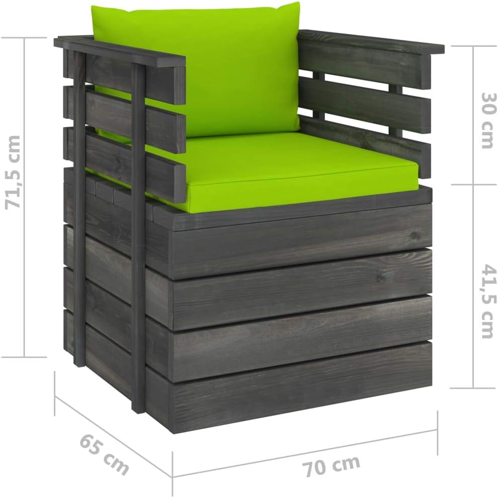 vidaXL Massivholz Gartensessel Loungemöbel Paletten Sessel Gartenmöbel Gartenstuhl Loungesessel mit