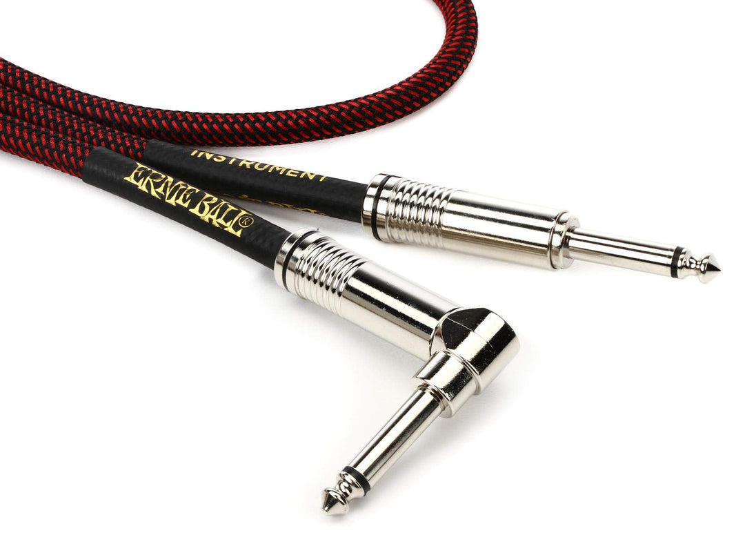 Ernie Ball Instrumentenkabel geflochten, gerade/gewinkelt, 7,62 m, Schwarz/Rot Schwarz/rot 7,6 m Ger