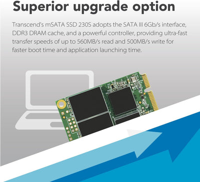 Transcend MSA230S 512 GB SATA III 6 Gb/s mSATA Internal Solid State Drive (SSD) 3D TLC NAND (TS512GM