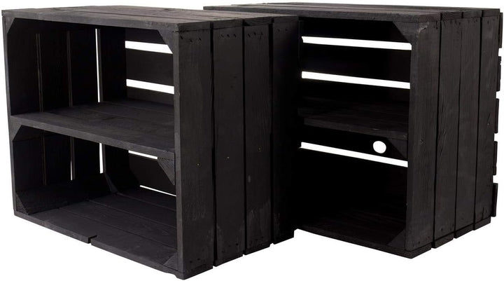 2er Set neue schwarze Obstkiste mit Zwischenboden 50cm x 40cm x 30cm Regal Holzregale Regalsystem We
