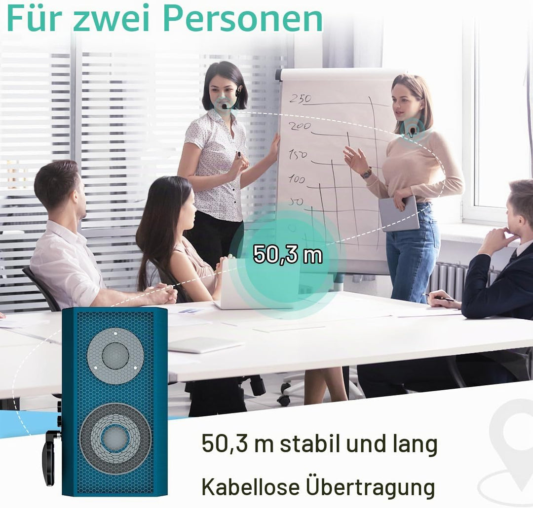 KIMAFUN 2.4G Drahtloses Headset und Lavalier Mikrofon für 2 Personen, Kabelloses Ansteckmikrofon Wir