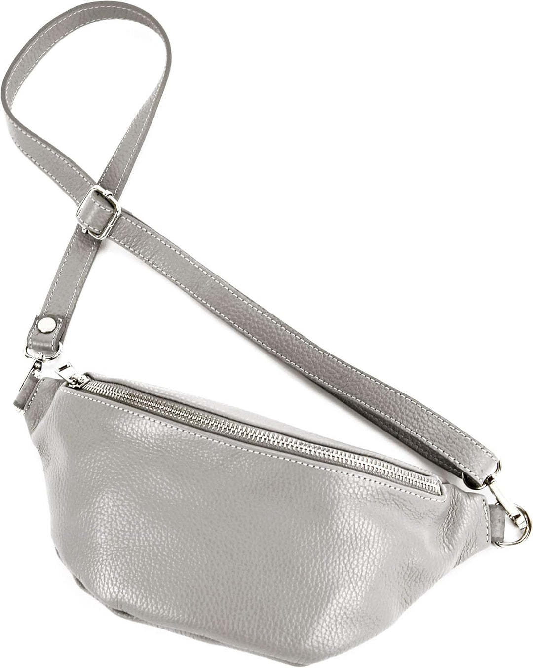 modamoda de - T211 - ital. Hüfttasche Bauchtasche Brusttasche Medium aus weichem Leder, Farbe:Telegr
