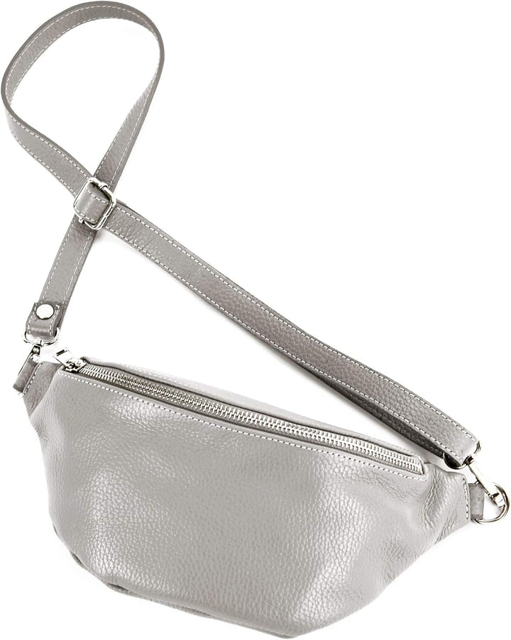 modamoda de - T211 - ital. Hüfttasche Bauchtasche Brusttasche Medium aus weichem Leder, Farbe:Telegr
