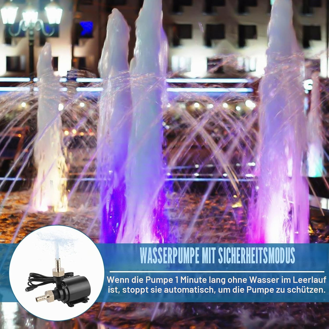 Wasserpumpe 12V, 800l/H 5m Tauchpumpe Brushless Mini Aquarium Pumpe, Springbrunnenpumpe für Teich Ga