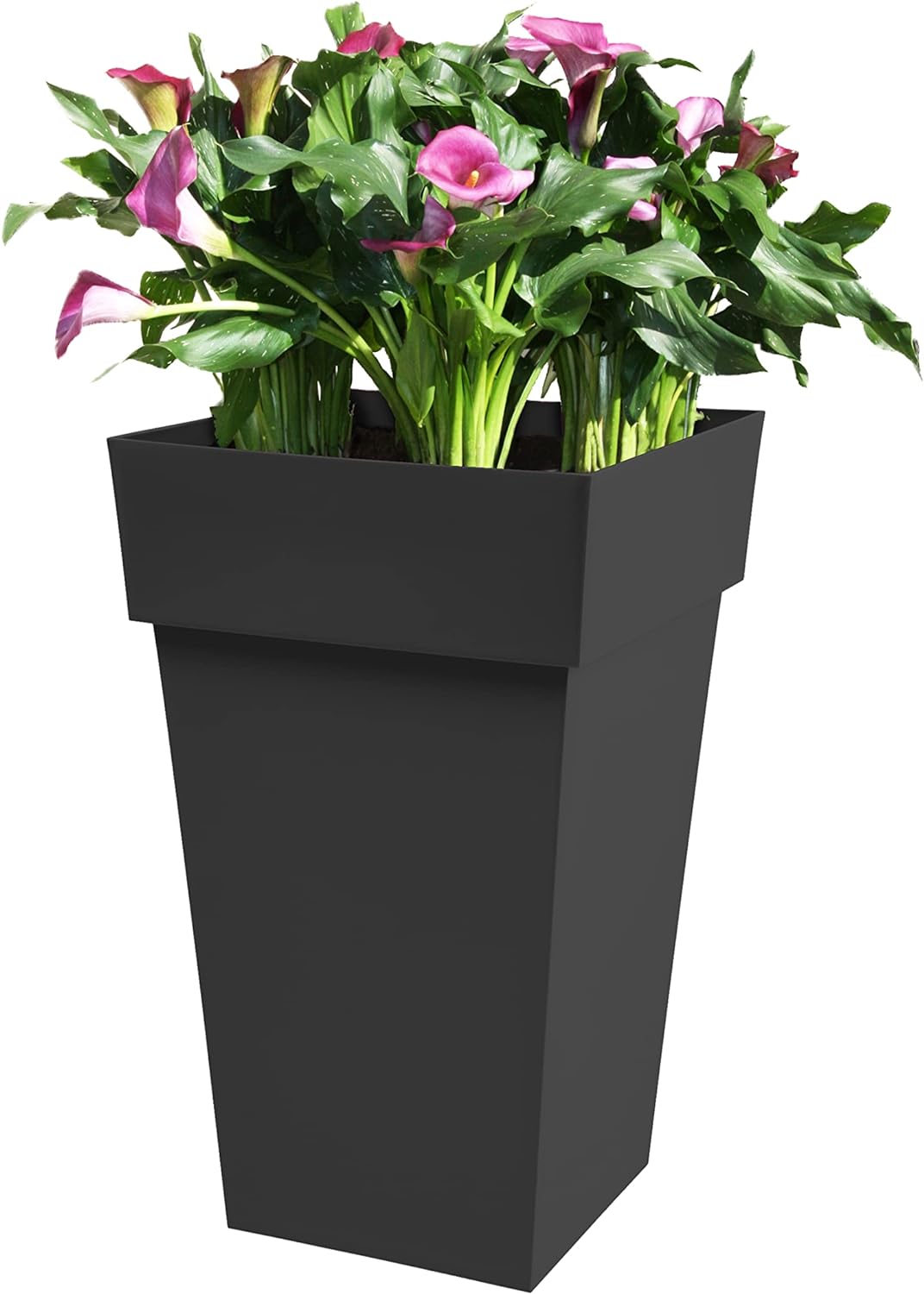 EDA Plastiques 13635 G.ANT SX3 Toscane Blumentopf aus Polypropylen, 39 x 39 x 65 cm, Grau Anthrazitg