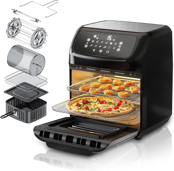 Arendo - Heissluftfritteuse XXL mit LED Touchscreen- 12 Liter - Grill - Dörrautomat - Backofen - Air