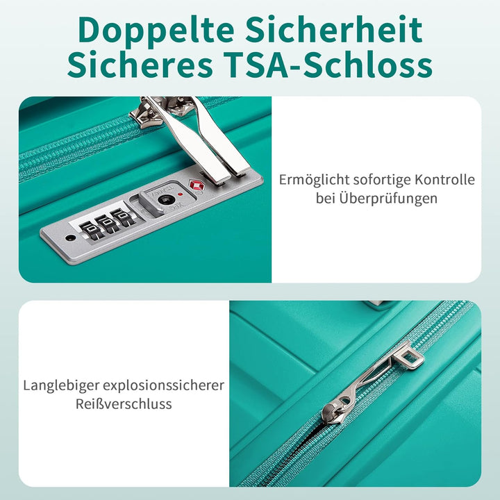 KONO Hartschalenkoffer Gross Leicht Koffer Trolley Reisekoffer mit 4 Rollen und TSA Schloss, 76x50x3