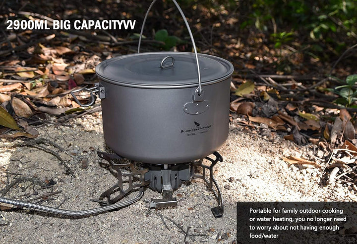 Boundless Voyage Outdoor 750ml 800ml 1100ml 1300ml Titantopf mit Deckel Folding Bail Griff Camping W