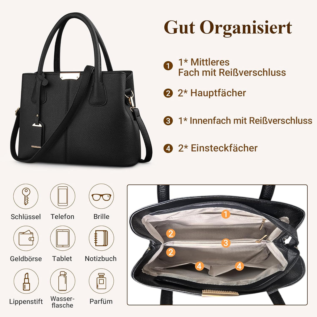 DIRRONA Elegant Damen Handtasche Schultertasche Gross Kapazität Umhängetasche Beiläufig Reise Tasche