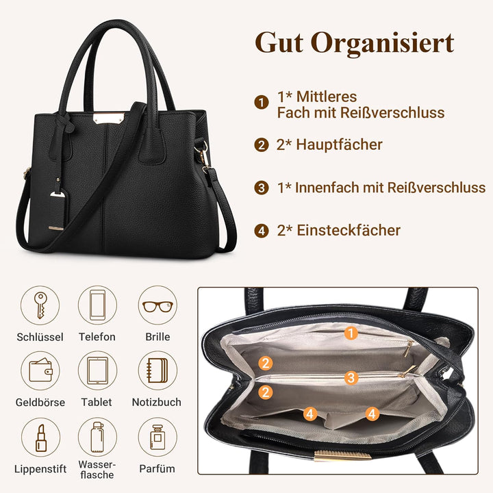 DIRRONA Elegant Damen Handtasche Schultertasche Gross Kapazität Umhängetasche Beiläufig Reise Tasche