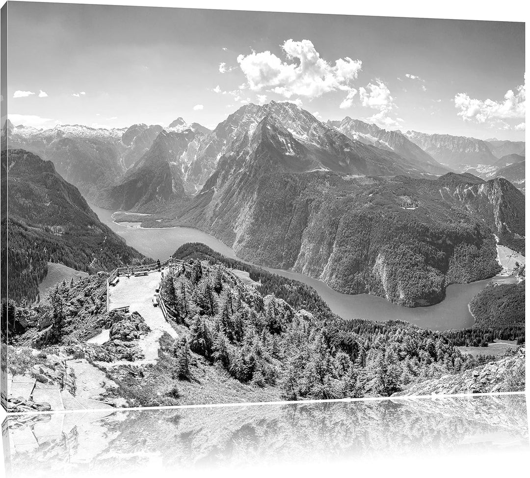 Pixxprint Königssee in Bayern als Leinwandbild/Grösse: 100x70 / Wandbild/Kunstdruck/fertig bespannt,