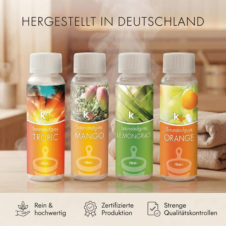 KK Saunaaufguss-Set Karibik - Made in Germany - 4 verschiedene Duftsorten in einem Set - Tropic, Man