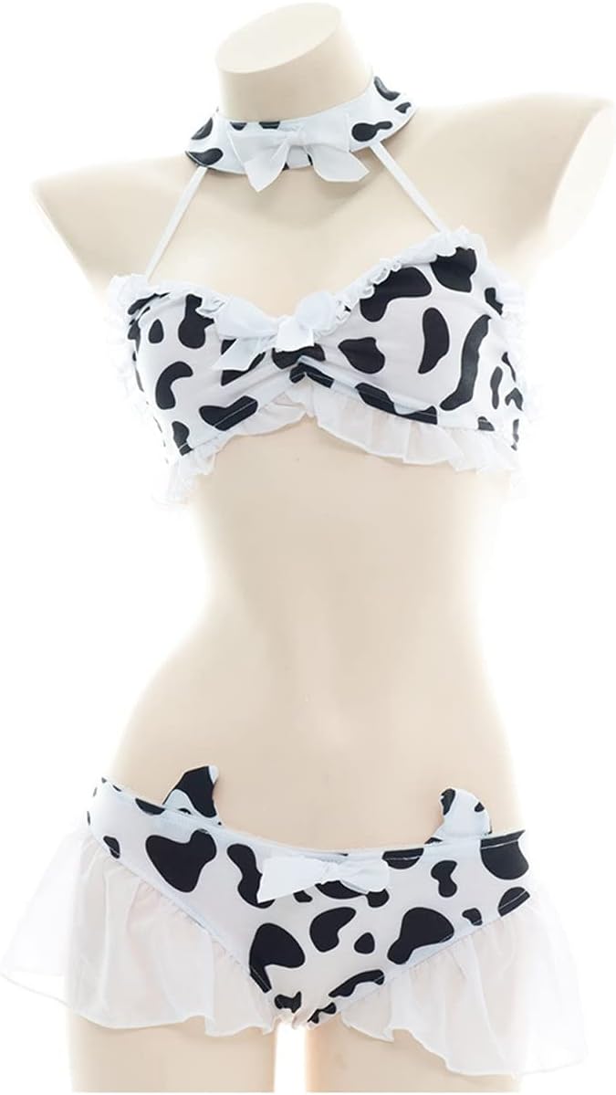 SINGUYUN Damen Anime Kuh Bikini Cosplay Dessous Lolita Kawaii BH und Panty Set japanische Unterwäsch