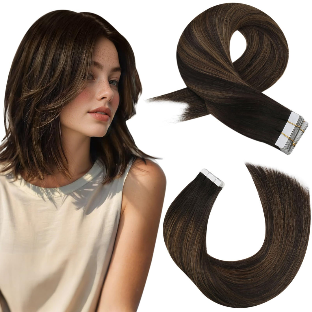 Moresoo Tape Extensions Echthaar 30 cm Balayage Remy Menschliches Haar Skin Weft Extensions Tape in
