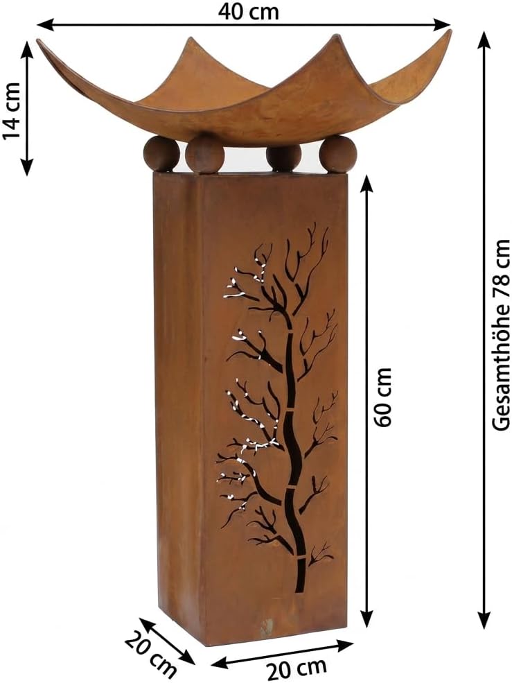 Säule Feuerschale, 2-teilig, Dekosäule, Pflanzsäule