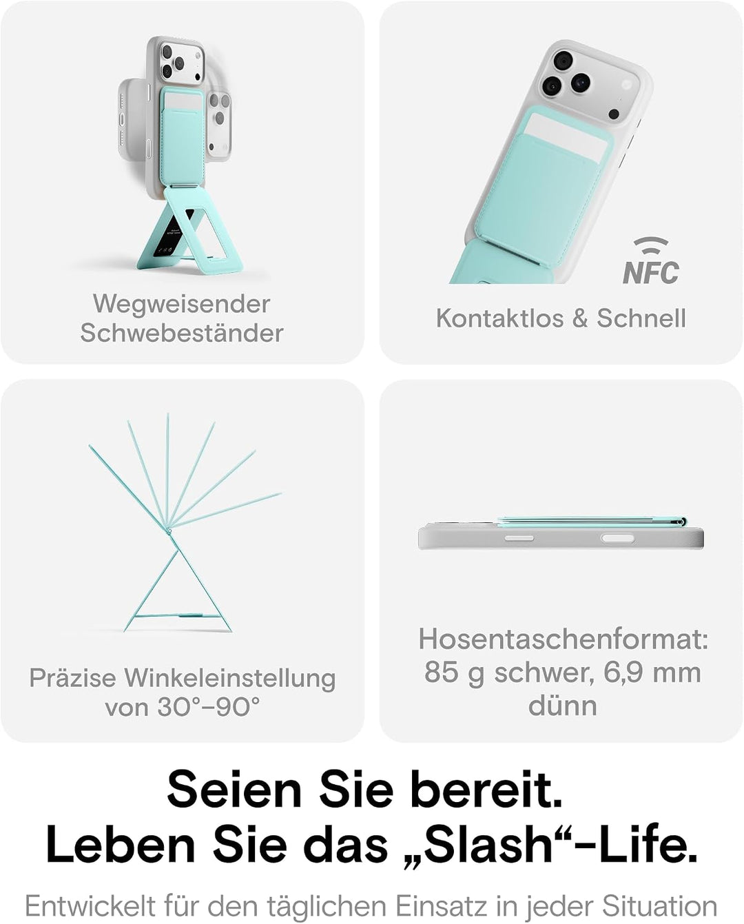 MOFT Handy Stativ für Smartphone, [Ultra Dünn &amp; Tragbar] Faltebar MOVAS Veganes Leder Stativ für Mag