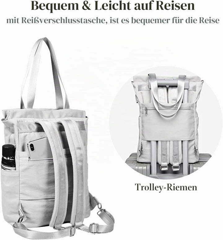 PORRASSO Damen Laptop Rucksack Casual Schultertasche mit USB Ladeanschluss Gepäckband Schultasche fü