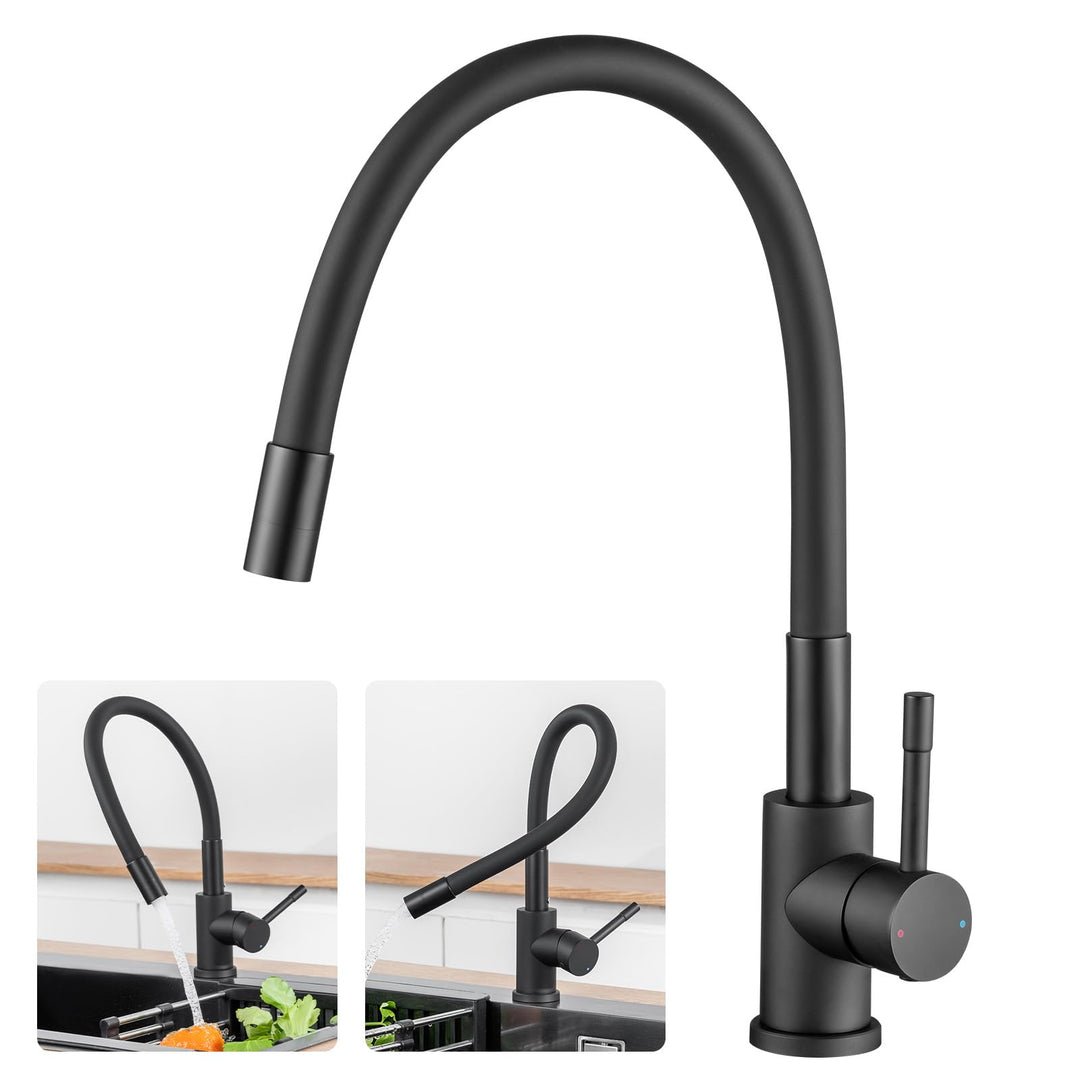 CECIPA Küchenarmatur Flexibel 360° Drehbar, Spülarmaturen Küche Hochdruck, Schwarze Küchenarmaturen,