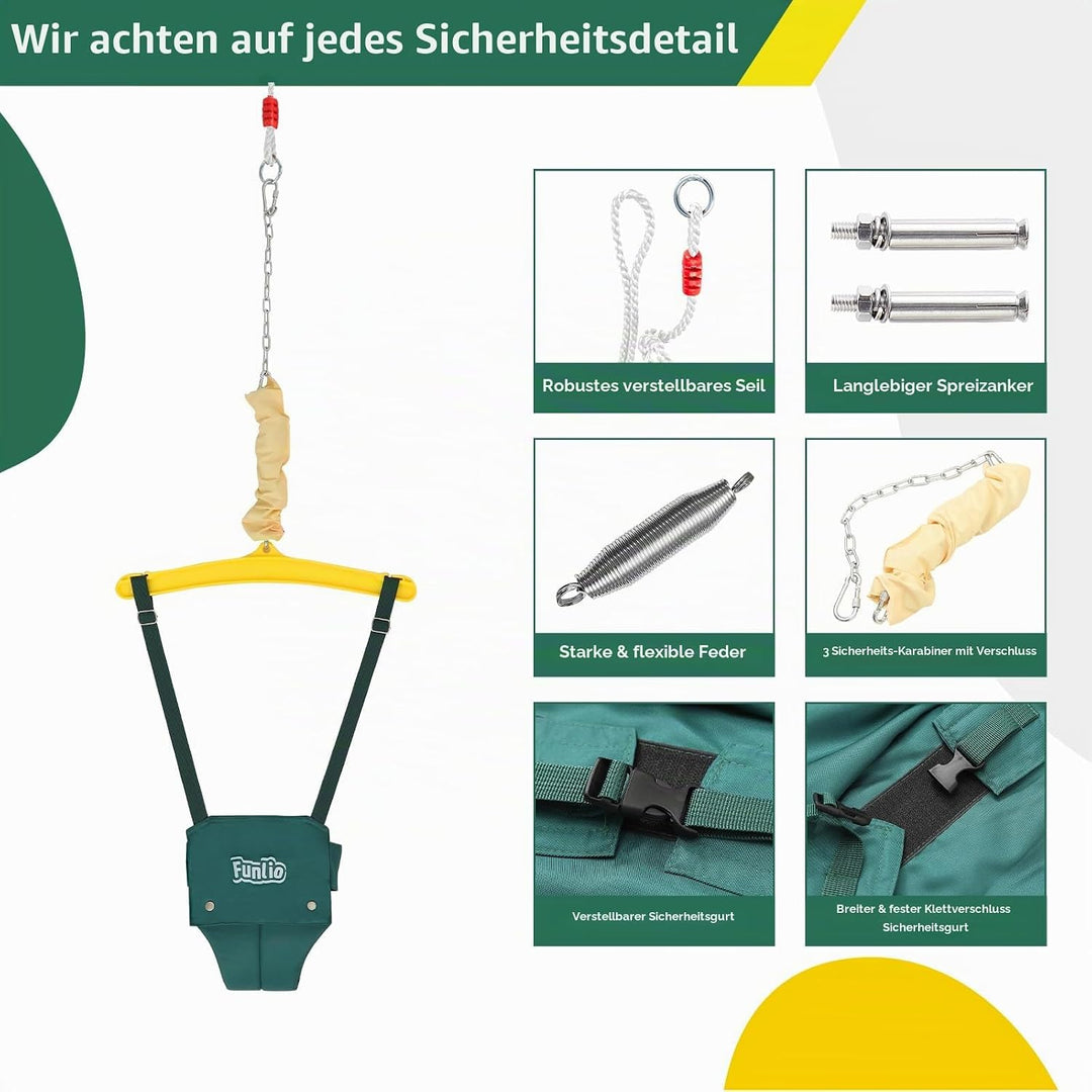 FUNLIO Baby Türhopser mit Deckenhaken für 6–24 Monate, Baby Hüpfschaukel für Drinnen und Draussen, K