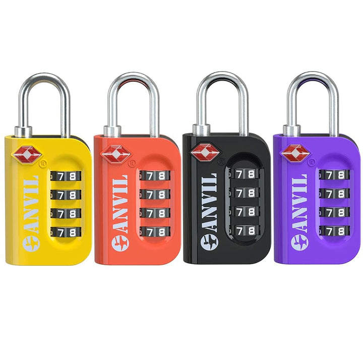 TSA Approved Luggage Lock - 4 Digit Combination padlocks with a Hardened Steel Shackle - Travel Lock