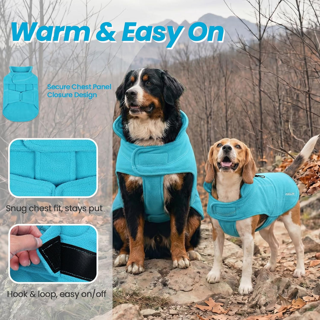 VIVAGLORY Softpad Wintermantel Hund, Hundemantel Fleecemantel Hund, Fleecejacke mit Bauchschutz, Fle
