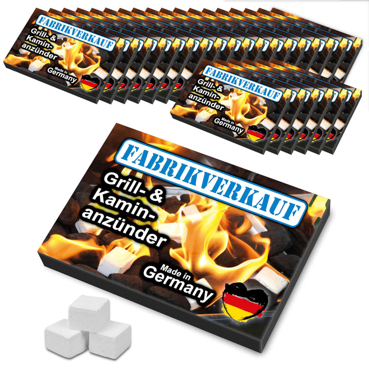 FLAMMBURO FABRIKVERKAUF (24 Stück) Weisse Anzündwürfel vom Deutschen Hersteller, Grillanzünder, Kami
